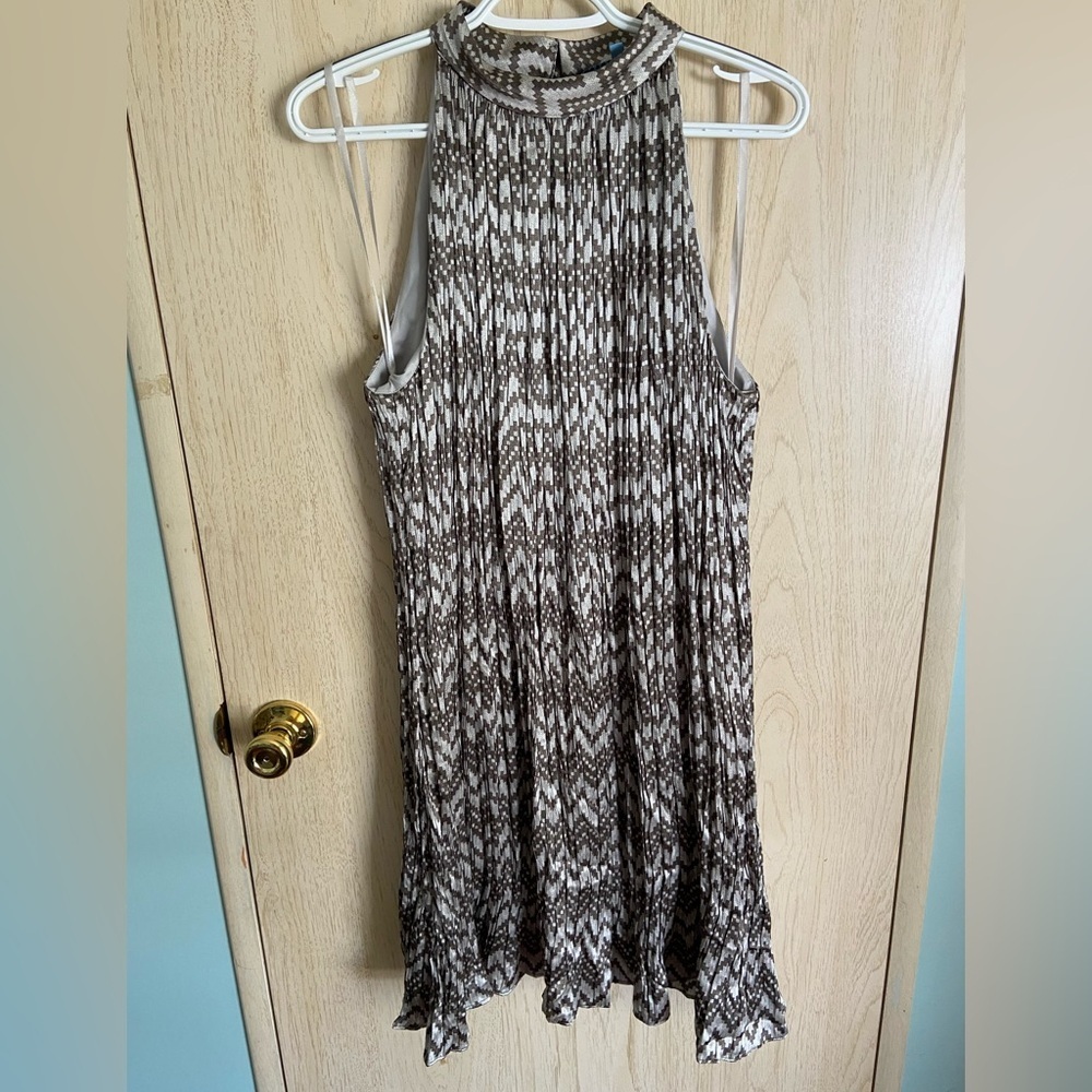 ANTONIO MELANI 100% Silk Accordion Pleat Halter Dress Sz 12